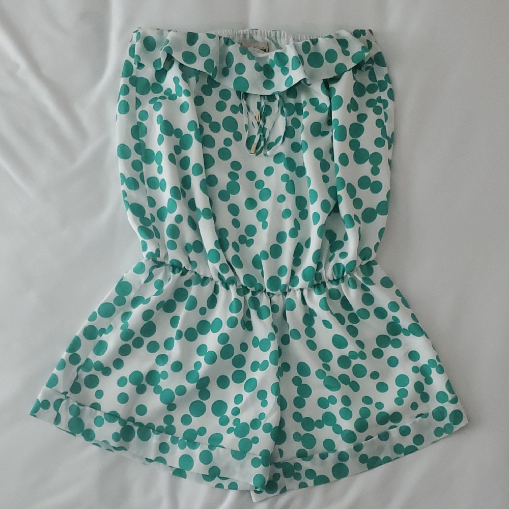 Gracia Teal & White Women's Romper, Small